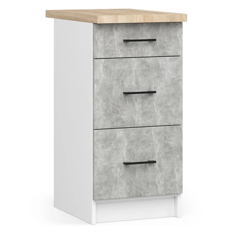 Ak furniture Kuchyňská skříňka OLIVIE III 40x85 cm matná bílá/beton/dub sonoma