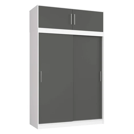 Ak furniture Šatní skříň s posuvnými dveřmi a nástavcem MONO CLP 150 cm bílá/grafitově šedá
