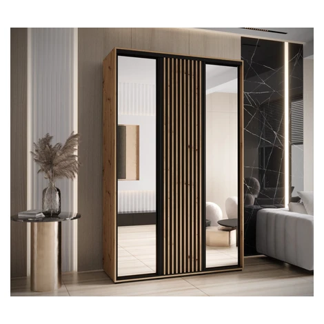 Šatní skříň s posuvnými dveřmi a zrcadlem Sapporo 2 160, hloubka 60 cm - Abiks Meble