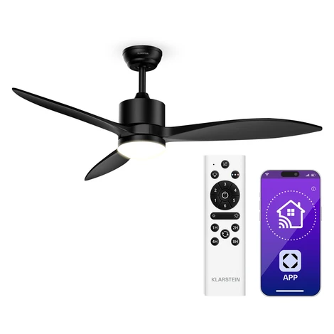 Klarstein SkyBreeze chytrý stropní ventilátor s osvětlením | 132 cm | 27 W | Tichý | LED | Dřevo