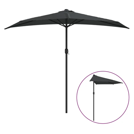 vidaXL Slunečník na balkon hliníková tyč antracitový 270x144cm půlkruh