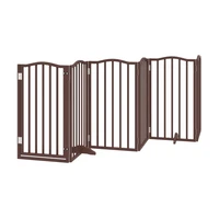 vidaXL Zábrana pro psy s dvířky skládací 6 panelů hnědý dub 300 cm