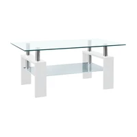 vidaXL Konferenční stolek bílý a průhledný 95x55x40 cm tvrzené sklo