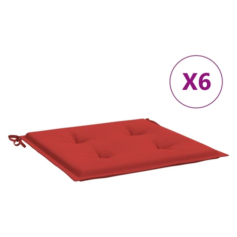 vidaXL Podušky na zahradní židli 6 ks červené 50x50x3 cm látka oxford