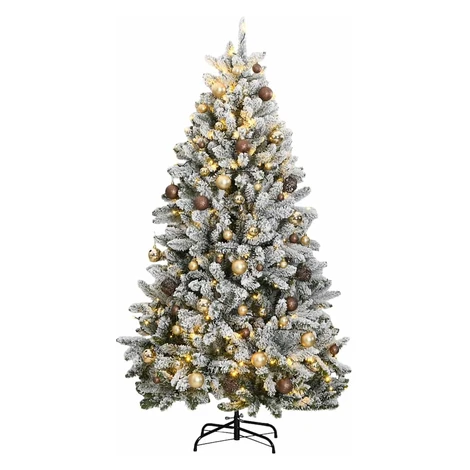 vidaXL Umělý sklápěcí vánoční stromek s 300 LED a koulemi 270 cm