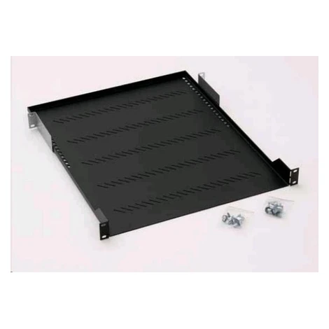 TRITON Police s perforací 19", 1U/750mm, nosnost 40kg, šedá