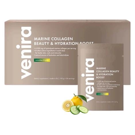 VENIRA Beauty hydratační kolagenový drink okurka a yuzu, mořský kolagen 30 x 6.5 g