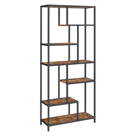 Designová knihovna TAYLOR 180x80 cm, rustikálně hnědá