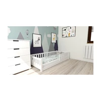 Dětská Montessori postel PINELO 90 x 200 cm, bílá Matrace: Matrace Deluxe 10 cm, Rošt: S laťkový