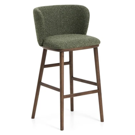 Tmavě zelená čalouněná barová židle (výška sedáku 75 cm) Ciselia – Kave Home
