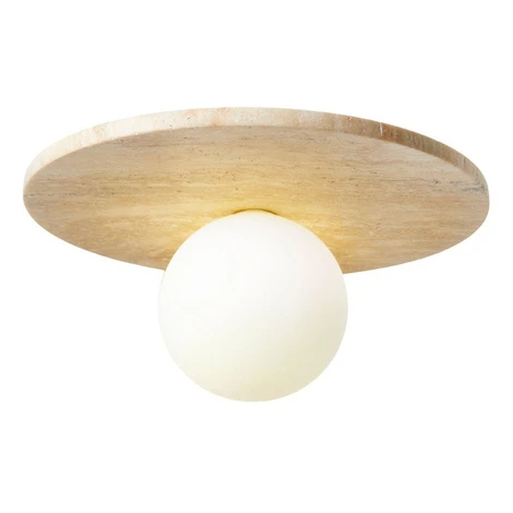 Béžové kamenné stropní svítidlo se skleněným stínidlem ø 12 cm Hilde – Opviq lights
