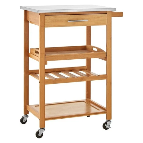 Bambusový servírovací stolek na kolečkách 41x58 cm Harlow – Premier Housewares