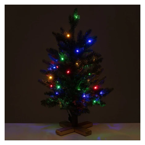 Luxusní vánoční 3D stromek QVC / jedle / 60 cm / 50 LED Deluxe / teplá bílá/vícebarevná / zelená