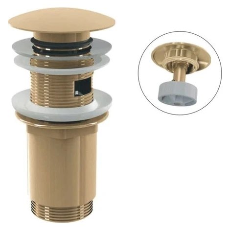 Alca Výpust umyvadlová CLICK/CLACK G 5/4" s přepadem, velká zátka, kov, GOLD-lesk A392-G-P Alcaplast