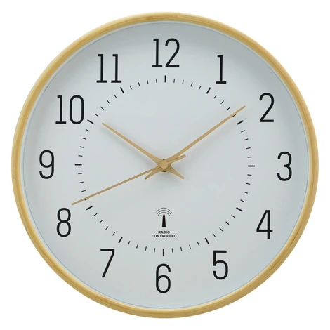 Ambia Home RÁDIEM ŘÍZENÉ HODINY přírodní barvy, bílá 31,7 cm