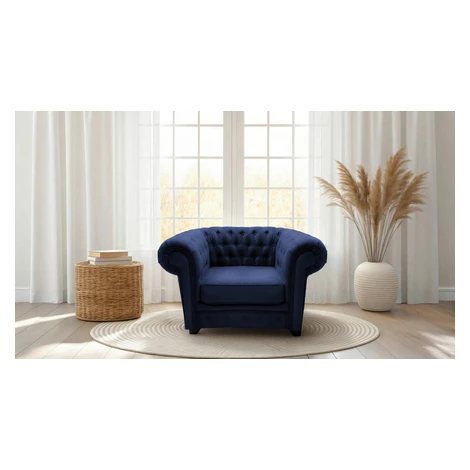 Livetastic KŘESLO CHESTERFIELD, textil, kompozitní dřevo, modrá