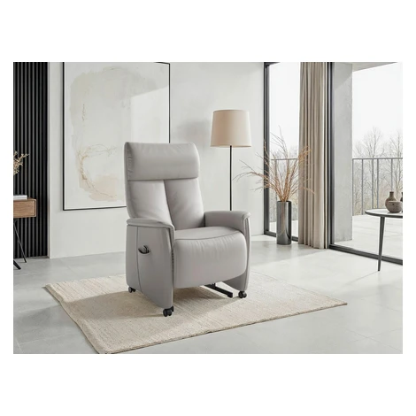 Sit & More RELAXAČNÍ KŘESLO, kůže, světle šedá