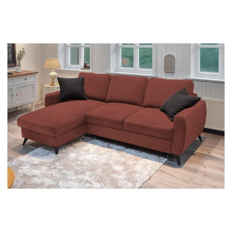Livetastic ROHOVÁ ROZKLÁDACÍ POHOVKA, kov, textil, kompozitní dřevo, červenohnědá