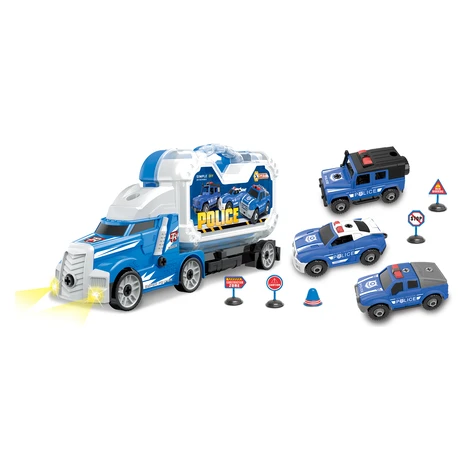 Kamion policejní s 3 auty šroubovací s efekty 42 cm Wiky