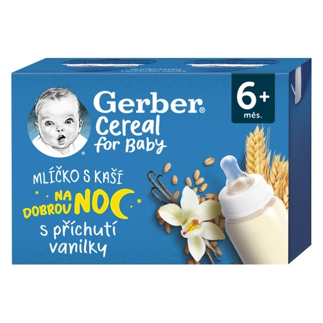 Gerber Cereal Mlíčko s kaší na dobrou noc s příchutí vanilky 2x200ml 6M+ NESTLÉ