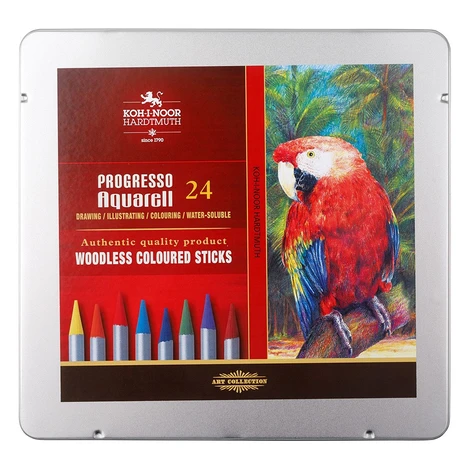 KOH-I-NOOR PROGRESSO AQUARELL 8784/24 - akvarelové pastelky v laku v plech. pouzdře - 24 ks Kohinoor