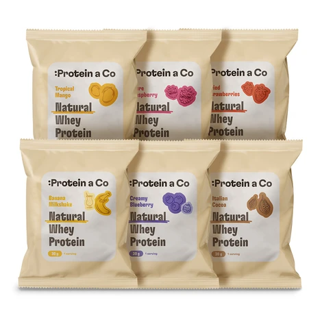 Protein a Co NATURAL WHEY PROTEIN sada vzorků 6x30g