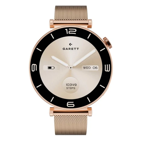 Garett Smartwatch smart hodinky Rose Gold Mesh Steel