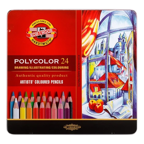 KOH-I-NOOR POLYCOLOR 3824/24 - umělecké pastelky v plechovém pouzdře - 24 ks Kohinoor