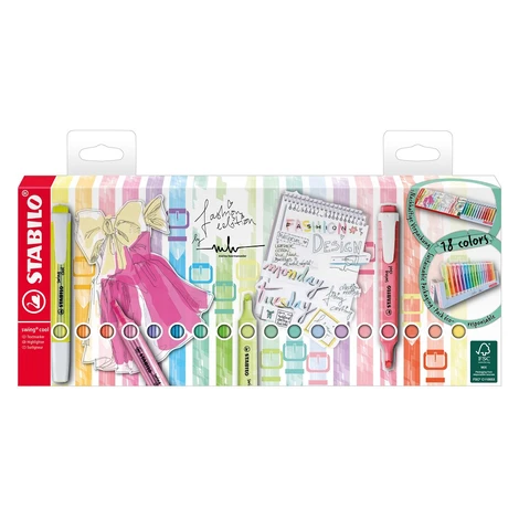 STABILO Zvýrazňovač - swing cool - EO275/18-01-5 - 18 ks deskset