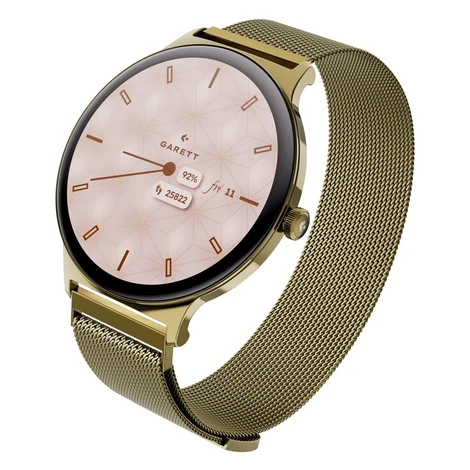 Garett Verona 2 chytré hodinky Gold Mesh Steel