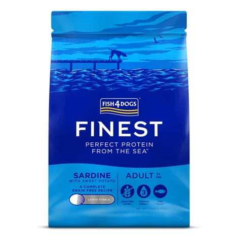 Fish4Dogs Granule velké pro dospělé psy Finest sardinka se sladkými bramborami 1,5 kg, 1+
