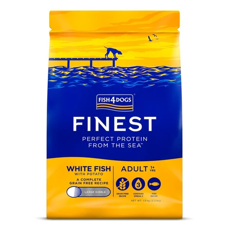 Fish4Dogs Granule velké pro dospělé psy Finest bílá ryba s bramborami 1,5 kg, 1+