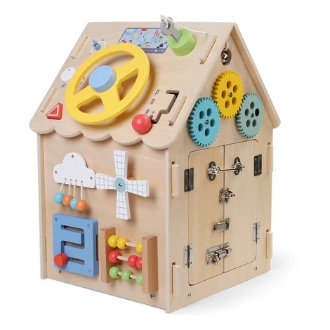 2Kids Toys Montessori Activity board Domeček přírodní