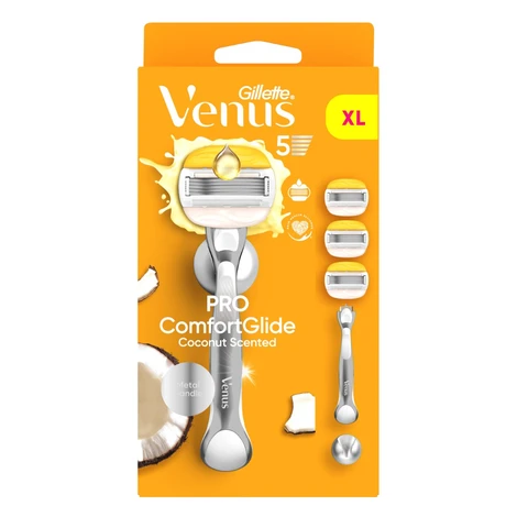 Gillette Venus Pro ComfortGlide Coconut holicí strojek, holicí hlavice + nástěnný držáček 3 ks
