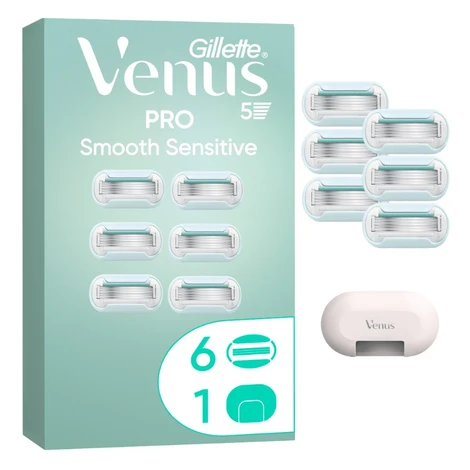 Gillette Venus Pro Smooth Sensitive náhradní holicí hlavice + kryt na žiletku 6 ks