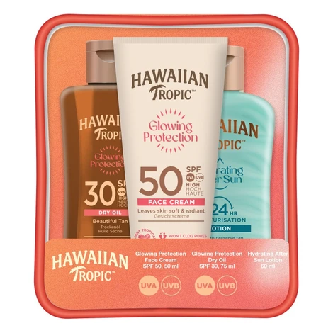 Hawaiian Tropic Glowing Protection Face Cream SPF 50 + Dry oil SPF 30 + After sun lotion cestovn