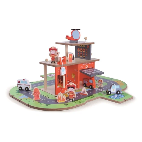 2Kids Toys Dřevěná stanice Hasiči 2 v 1