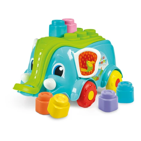 Clementoni Clemmy baby - vozík slůně, 10 kostek