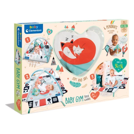 Clementoni Clemmy baby - dětská hrací deka s hrazdou černo-bílá