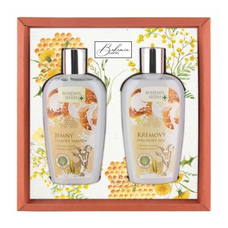 Bohemia Herbs dárkové balení med a kozí mléko sprchový gel 250 ml + vlasový šampon 250 ml Bohemia Gifts & Cosmetics