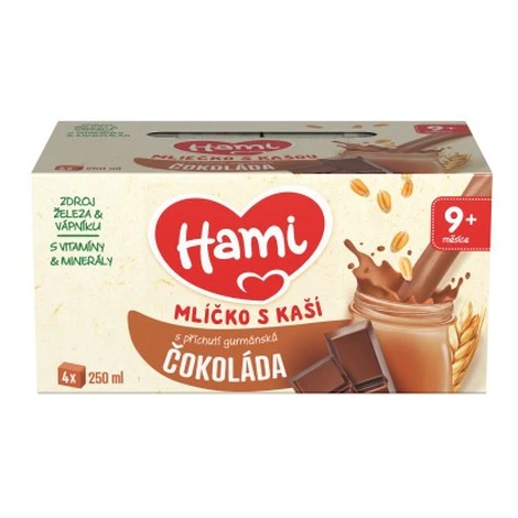 HAMI mlíčko s kaší s příchutí gurmánské čokolády 4x250 ml