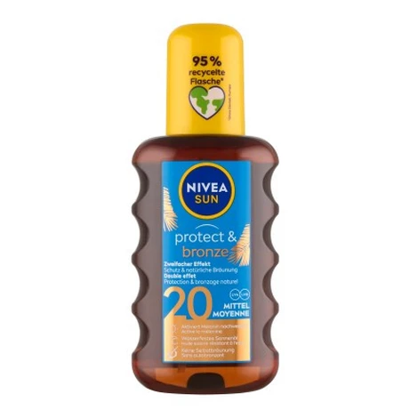 Nivea Sun Protect & Bronze olej na opalování ve spreji podporující zhnědnutí OF20 200 ml