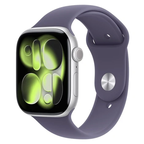 Apple Watch Series 11 (42mm) Stříbrný hliník s mlžně fialovým sportovním řemínkem M/L