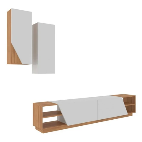 Televizní stolek se skříňkou Zebra White and Teak Hanah Home