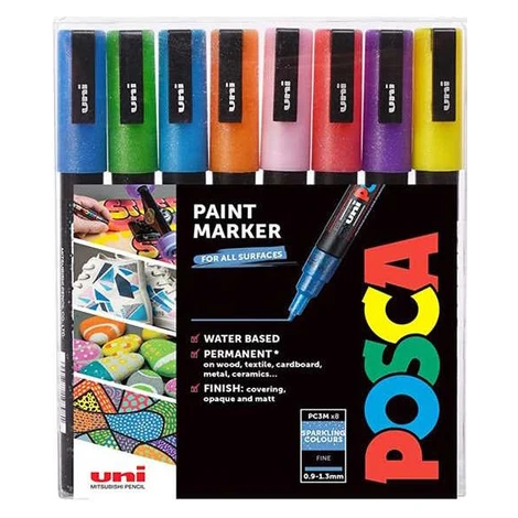 Sada akrylových fixů Uni Posca 0,9-1,3mm 8ks třpytivé
