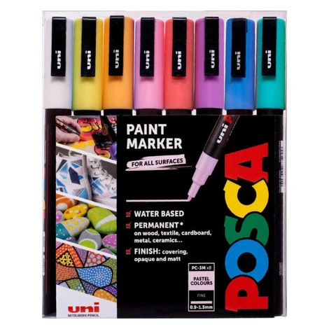 Sada akrylových fixů Uni Posca 0,9-1,3mm 8ks pastelové