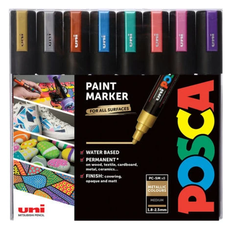 Sada akrylových fixů Uni Posca 1,8-2,5mm 8ks metalické