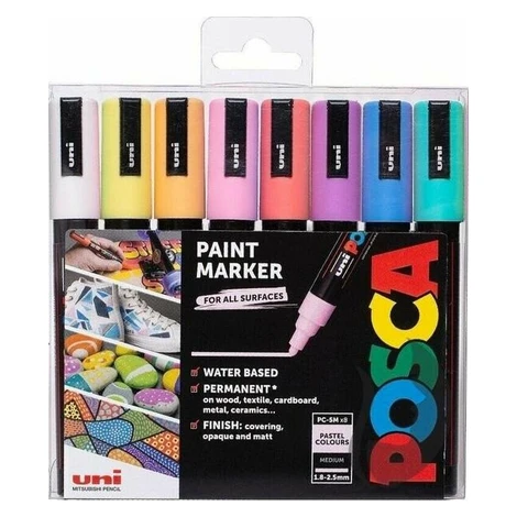 Sada akrylových fixů Uni Posca 1,8-2,5mm 8ks pastelové