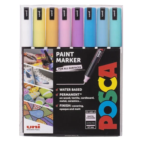 Sada akrylových fixů Uni Posca 0,7mm 8ks pastelové 1MR
