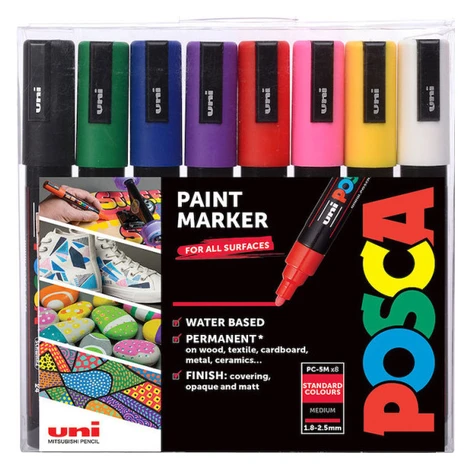 Sada akrylových fixů Uni Posca 1,8-2,5mm 8ks základní